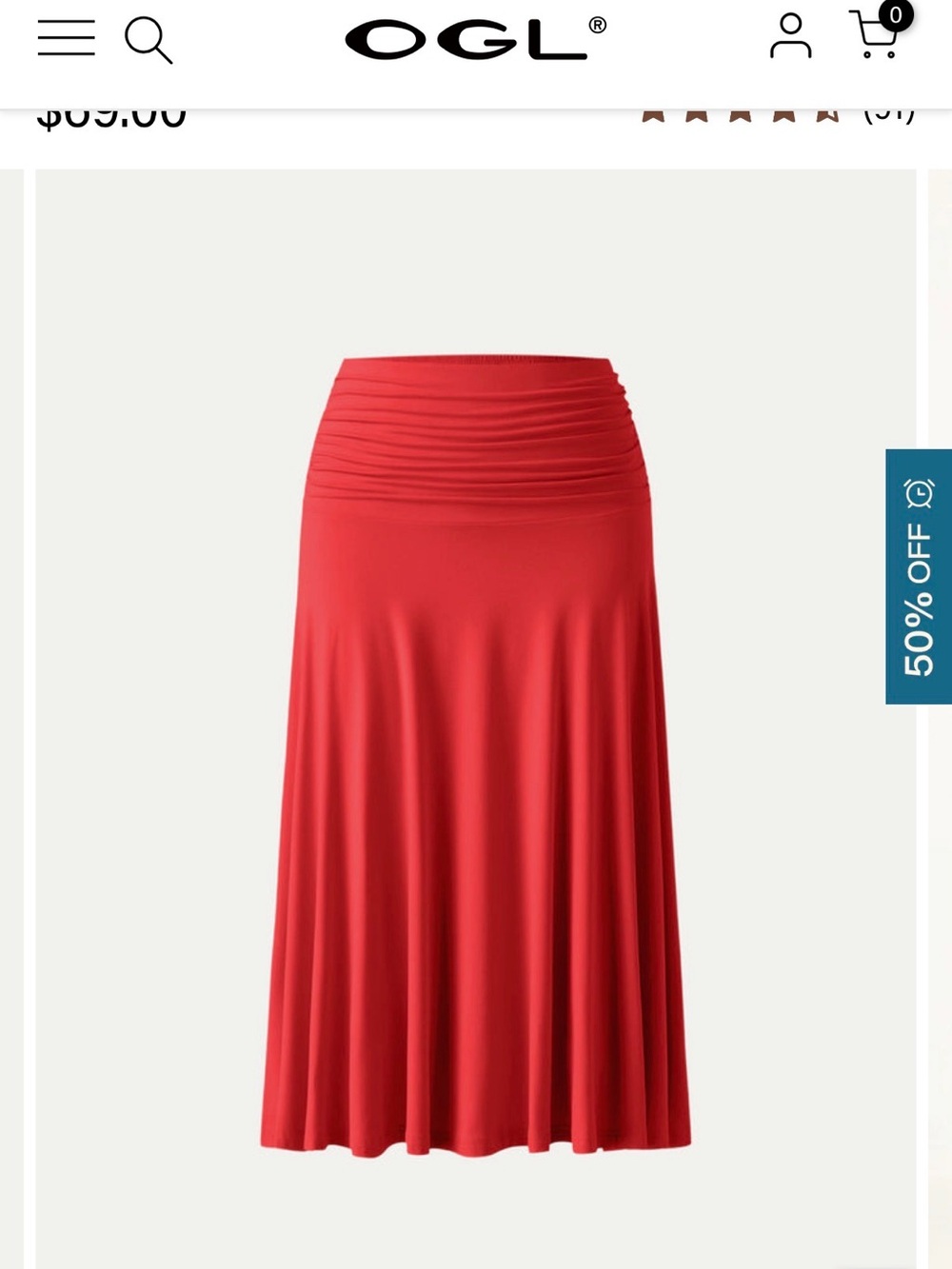 OGL Red Midi Skirt XL soft and flowy!